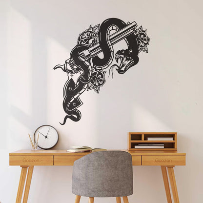 Pistol Snake Gun Weapon Flower Animal Engraving Decals Personalized Customization