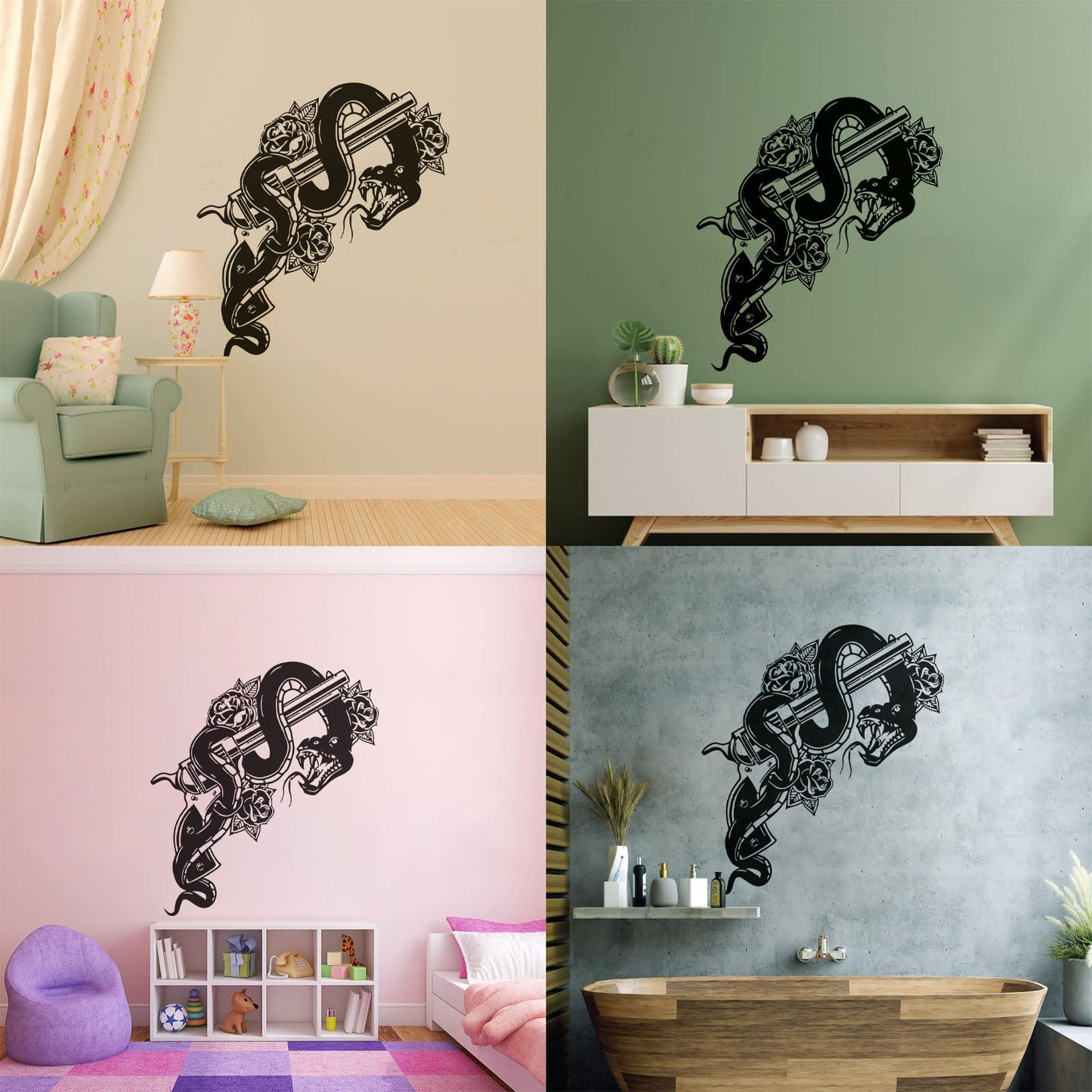 Pistol Snake Gun Weapon Flower Animal Engraving Decals Personalized Customization