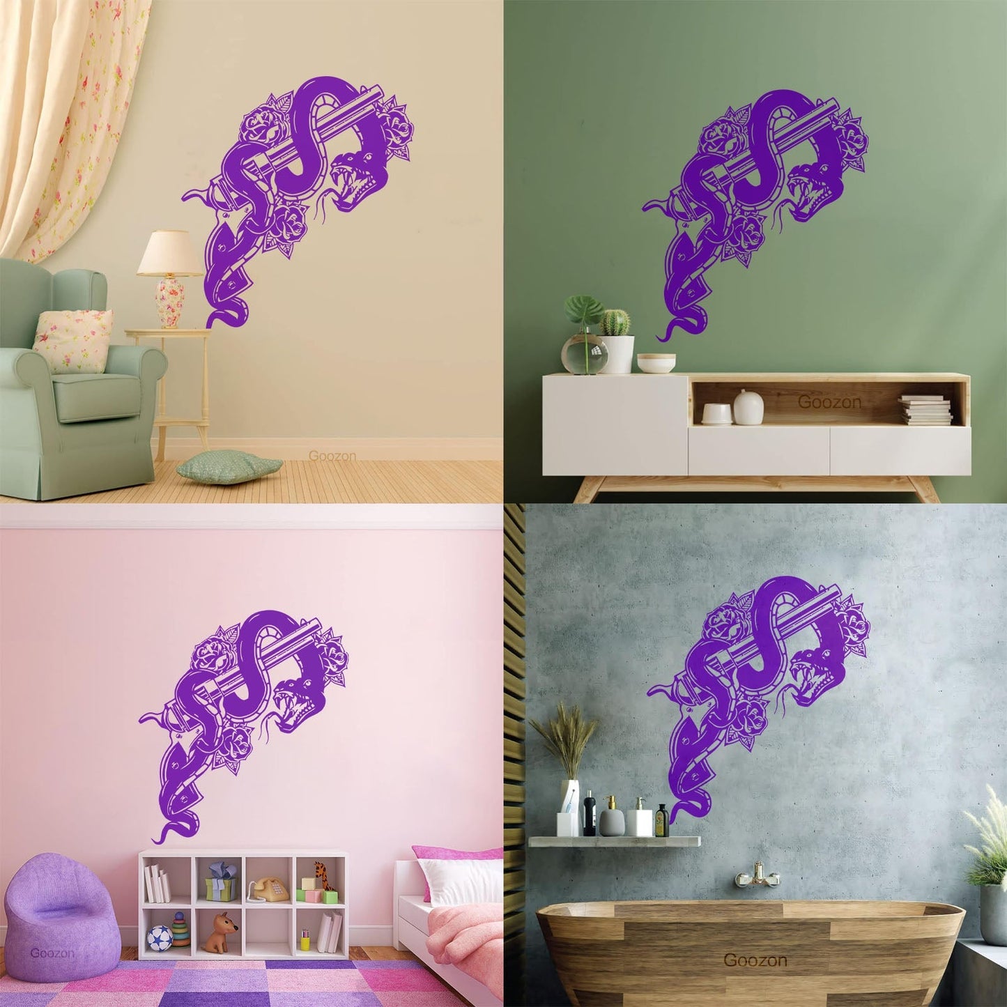 Pistol Snake Gun Weapon Flower Animal Engraving Decals Personalized Customization