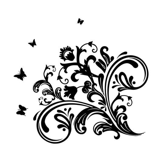 Mural And Wall Vinyl Decal Ation Patterns Flowers Butterflies Can Modify And Add Information