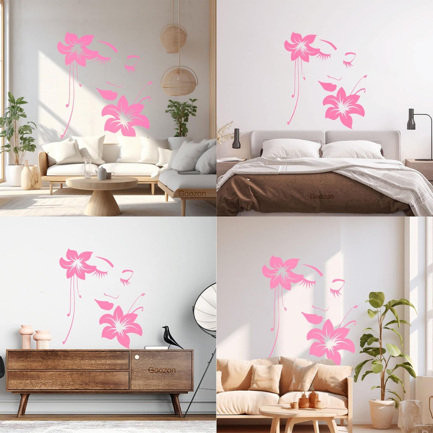 Wall Stickers Paster Paper Appeal Girl Flower Beautiful Face Art Decoration