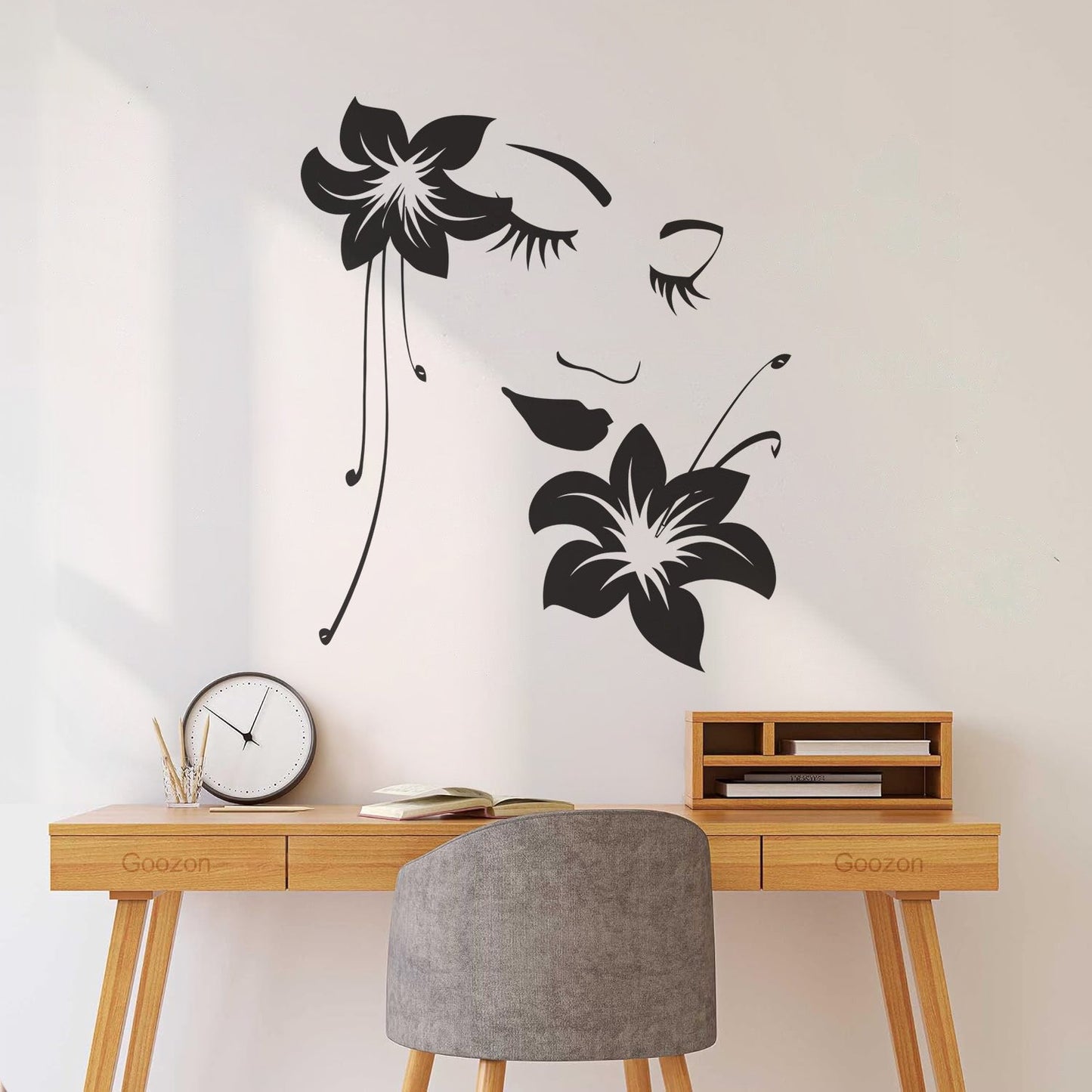 Wall Stickers Paster Paper Appeal Girl Flower Beautiful Face Art Decoration
