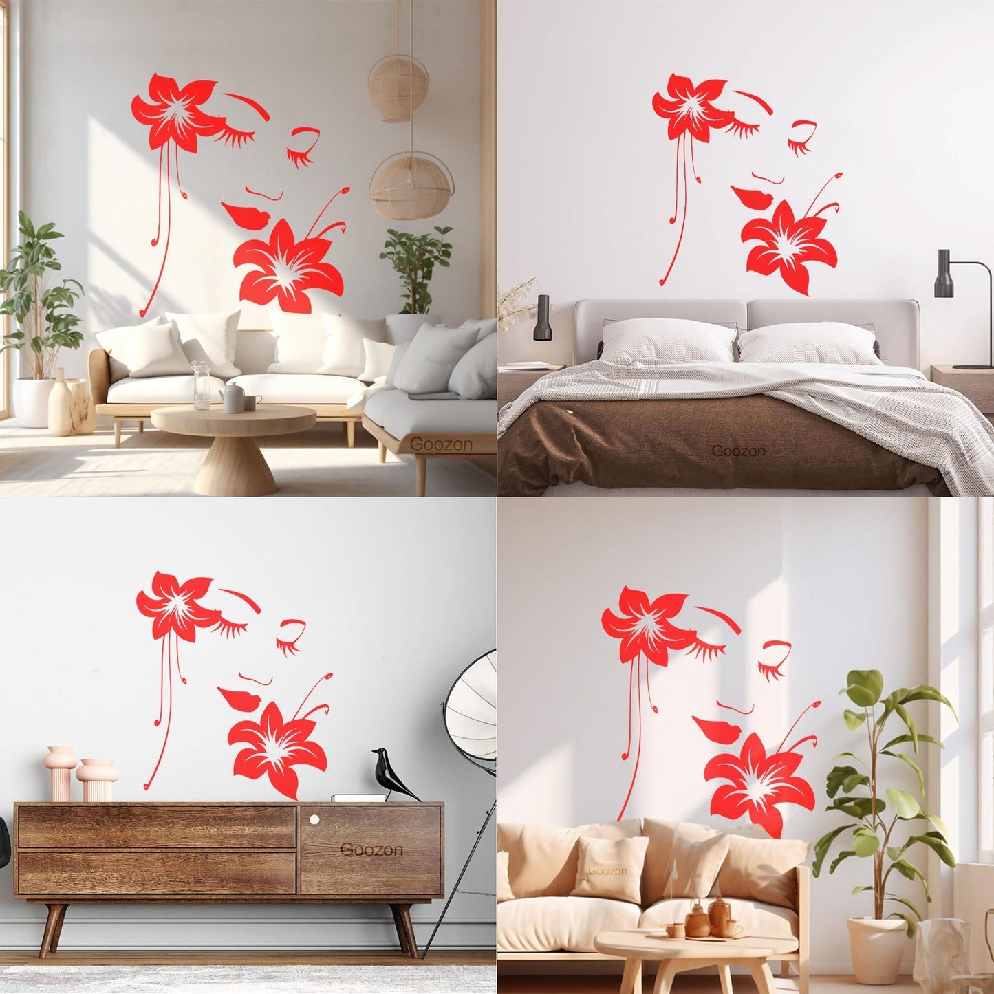 Wall Stickers Paster Paper Appeal Girl Flower Beautiful Face Art Decoration