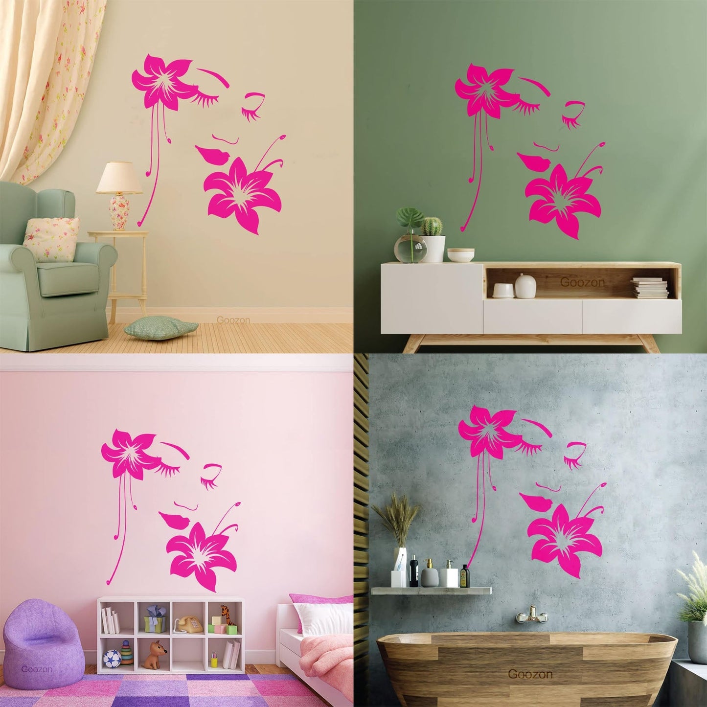 Wall Stickers Paster Paper Appeal Girl Flower Beautiful Face Art Decoration