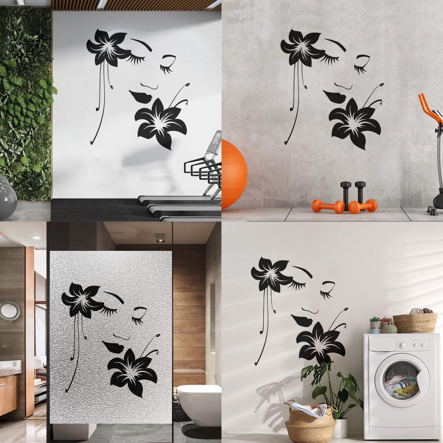 Wall Stickers Paster Paper Appeal Girl Flower Beautiful Face Art Decoration