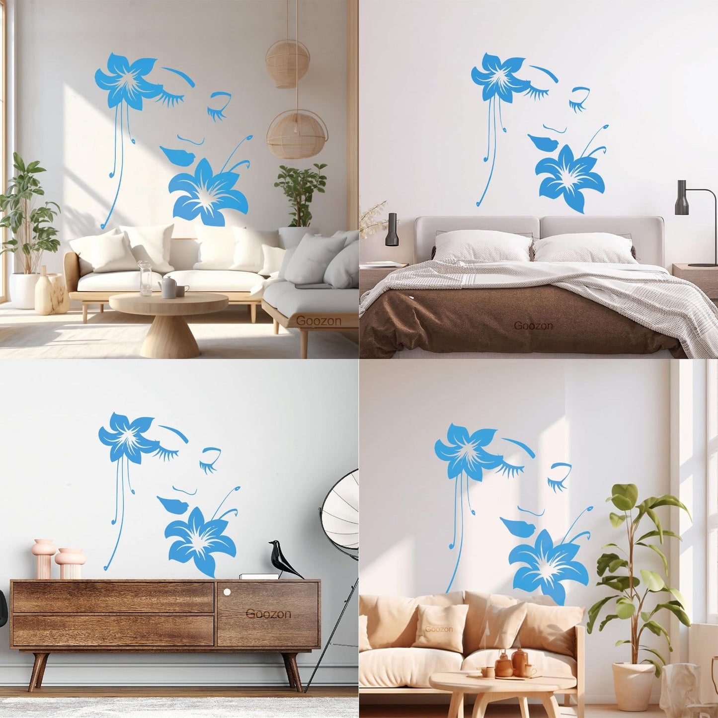 Wall Stickers Paster Paper Appeal Girl Flower Beautiful Face Art Decoration