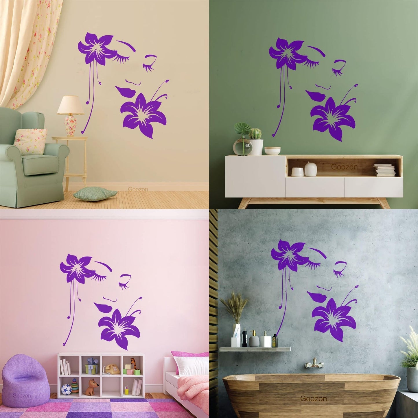 Wall Stickers Paster Paper Appeal Girl Flower Beautiful Face Art Decoration