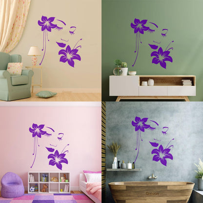 Wall Stickers Paster Paper Appeal Girl Flower Beautiful Face Art Decoration
