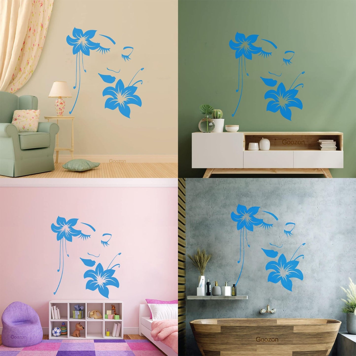 Wall Stickers Paster Paper Appeal Girl Flower Beautiful Face Art Decoration