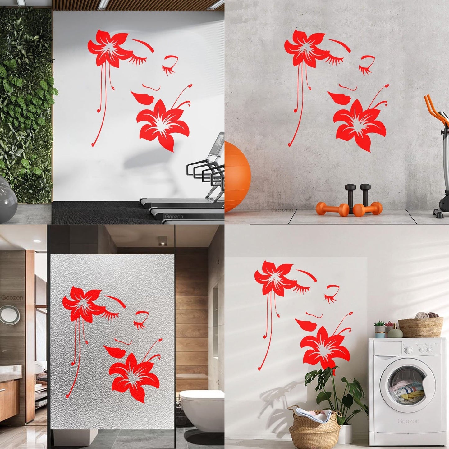 Wall Stickers Paster Paper Appeal Girl Flower Beautiful Face Art Decoration
