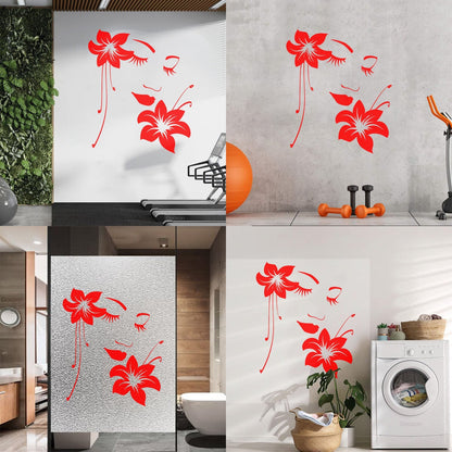 Wall Stickers Paster Paper Appeal Girl Flower Beautiful Face Art Decoration