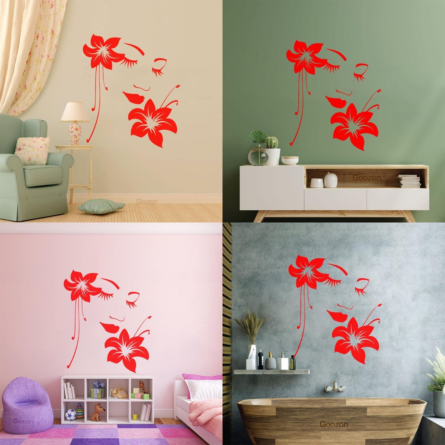 Wall Stickers Paster Paper Appeal Girl Flower Beautiful Face Art Decoration