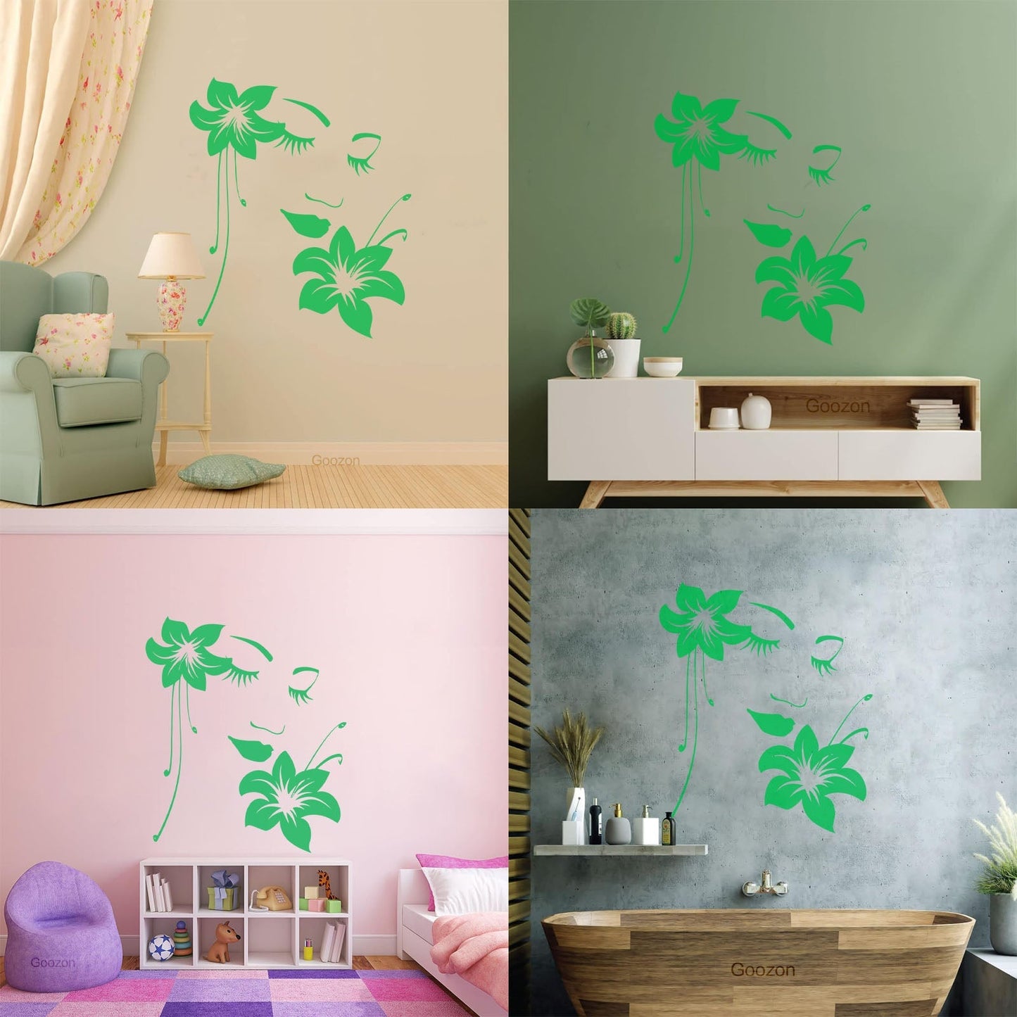 Wall Stickers Paster Paper Appeal Girl Flower Beautiful Face Art Decoration