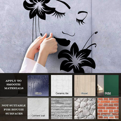 Wall Stickers Paster Paper Appeal Girl Flower Beautiful Face Art Decoration