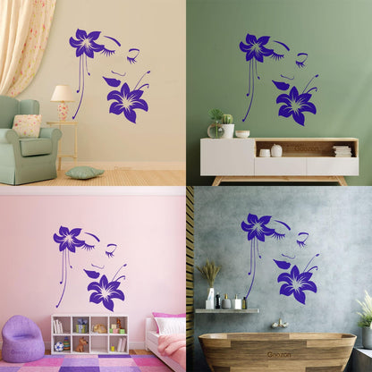 Wall Stickers Paster Paper Appeal Girl Flower Beautiful Face Art Decoration