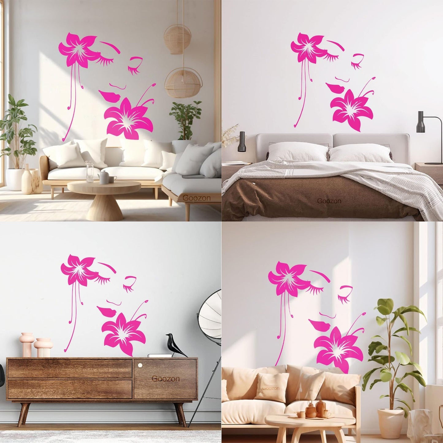 Wall Stickers Paster Paper Appeal Girl Flower Beautiful Face Art Decoration