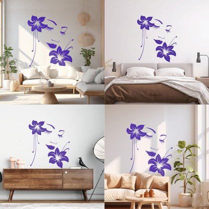 Wall Stickers Paster Paper Appeal Girl Flower Beautiful Face Art Decoration