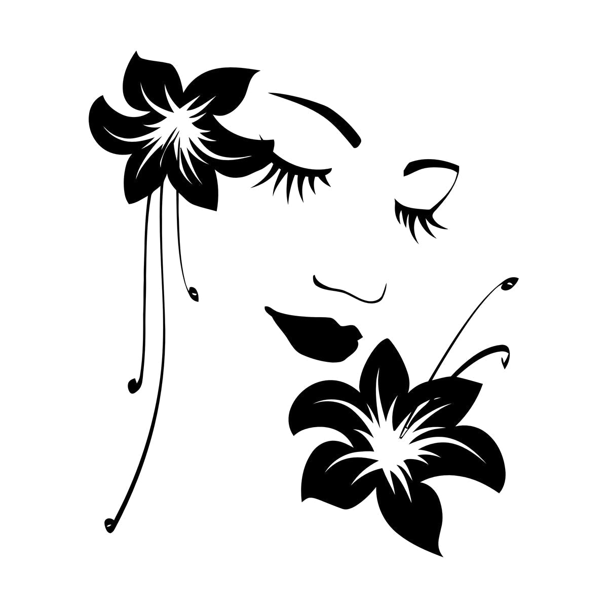 Wall Stickers Paster Paper Appeal Girl Flower Beautiful Face Art Decoration