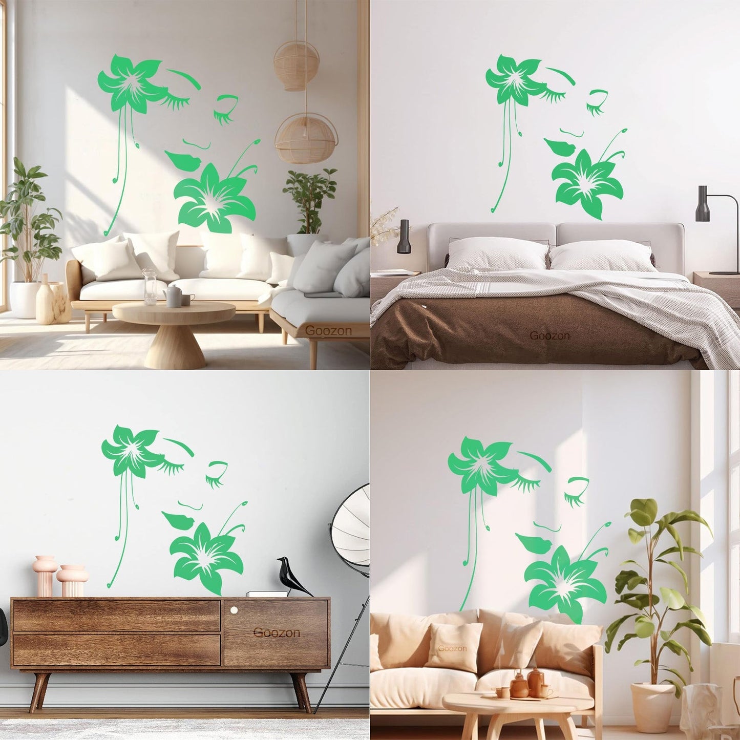 Wall Stickers Paster Paper Appeal Girl Flower Beautiful Face Art Decoration