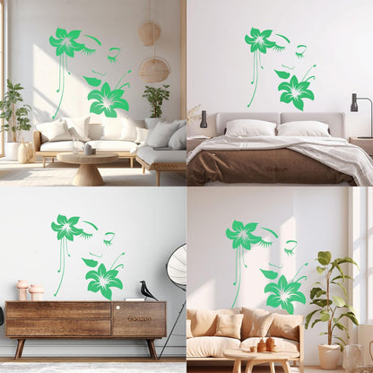 Wall Stickers Paster Paper Appeal Girl Flower Beautiful Face Art Decoration