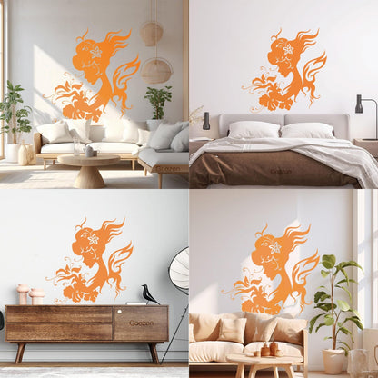 Wall Vinyl Sticker Decor Silhouette Beautiful Woman Butterfly Flowers Wall Beautification