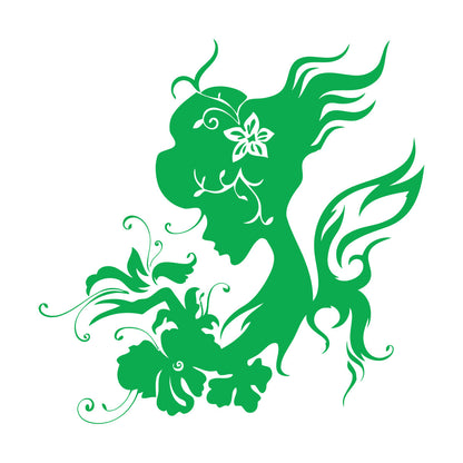 Wall Vinyl Sticker Decor Silhouette Beautiful Woman Butterfly Flowers Wall Beautification