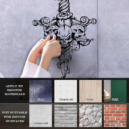 Wall Stickers Skull Skeleton Sword Poison Ivy Flower Monster Window Decals