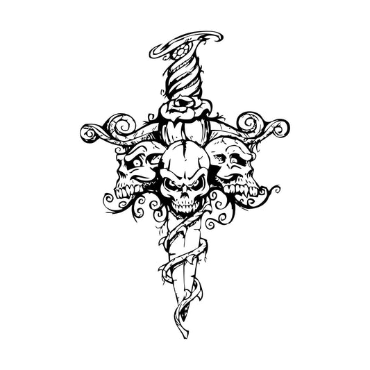 Wall Stickers Skull Skeleton Sword Poison Ivy Flower Monster Window Decals