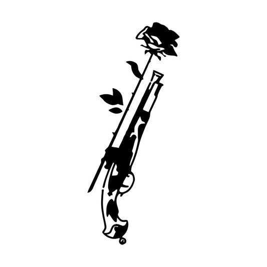 Vinyl Art Sticker Weapons Flower Rose Gun Romance Love Store Decoration