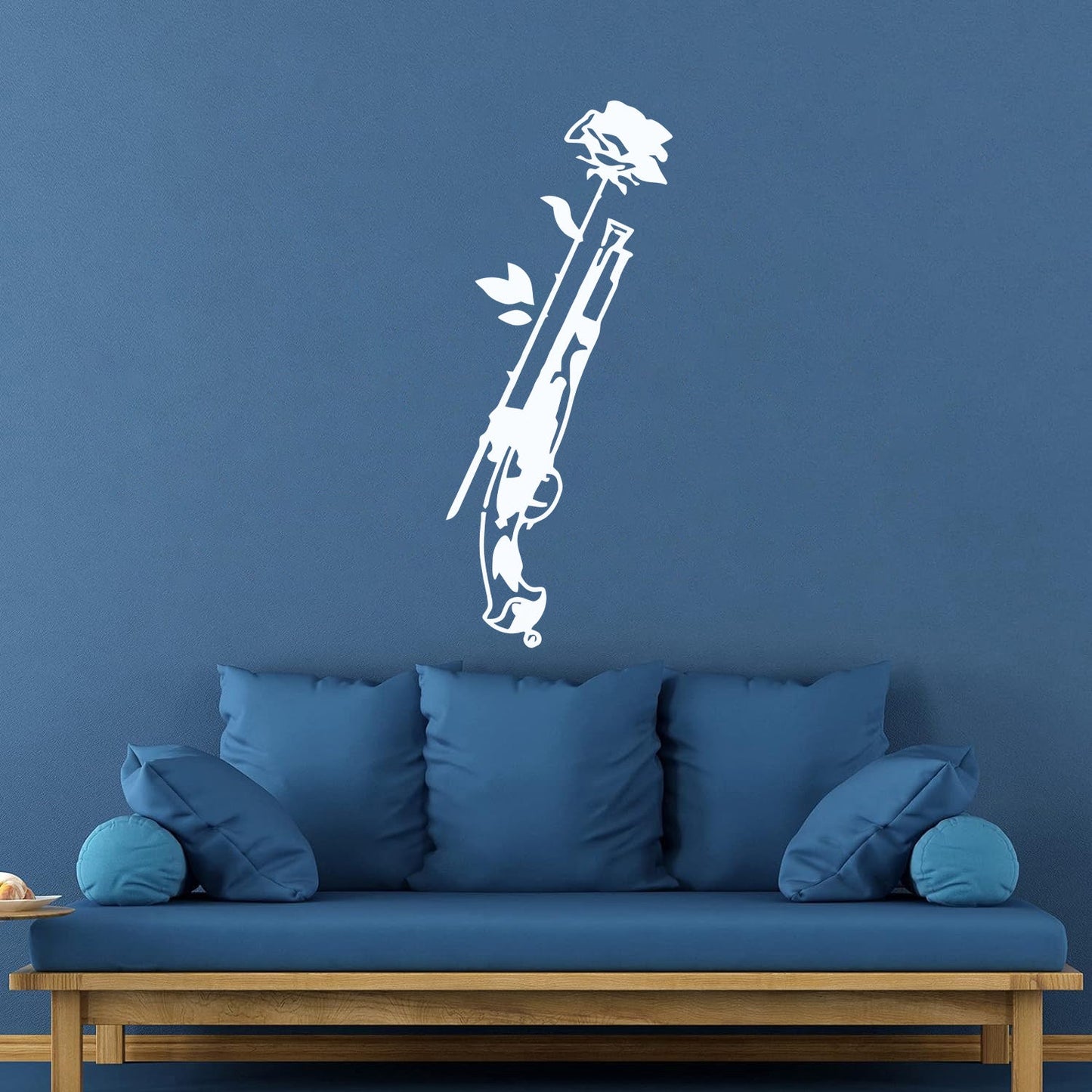 Vinyl Art Sticker Weapons Flower Rose Gun Romance Love Store Decoration