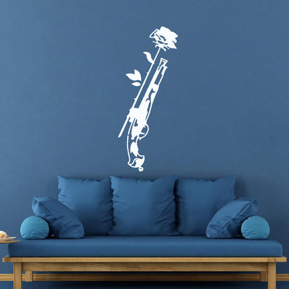 Vinyl Art Sticker Weapons Flower Rose Gun Romance Love Store Decoration