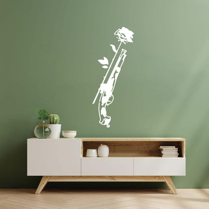 Vinyl Art Sticker Weapons Flower Rose Gun Romance Love Store Decoration