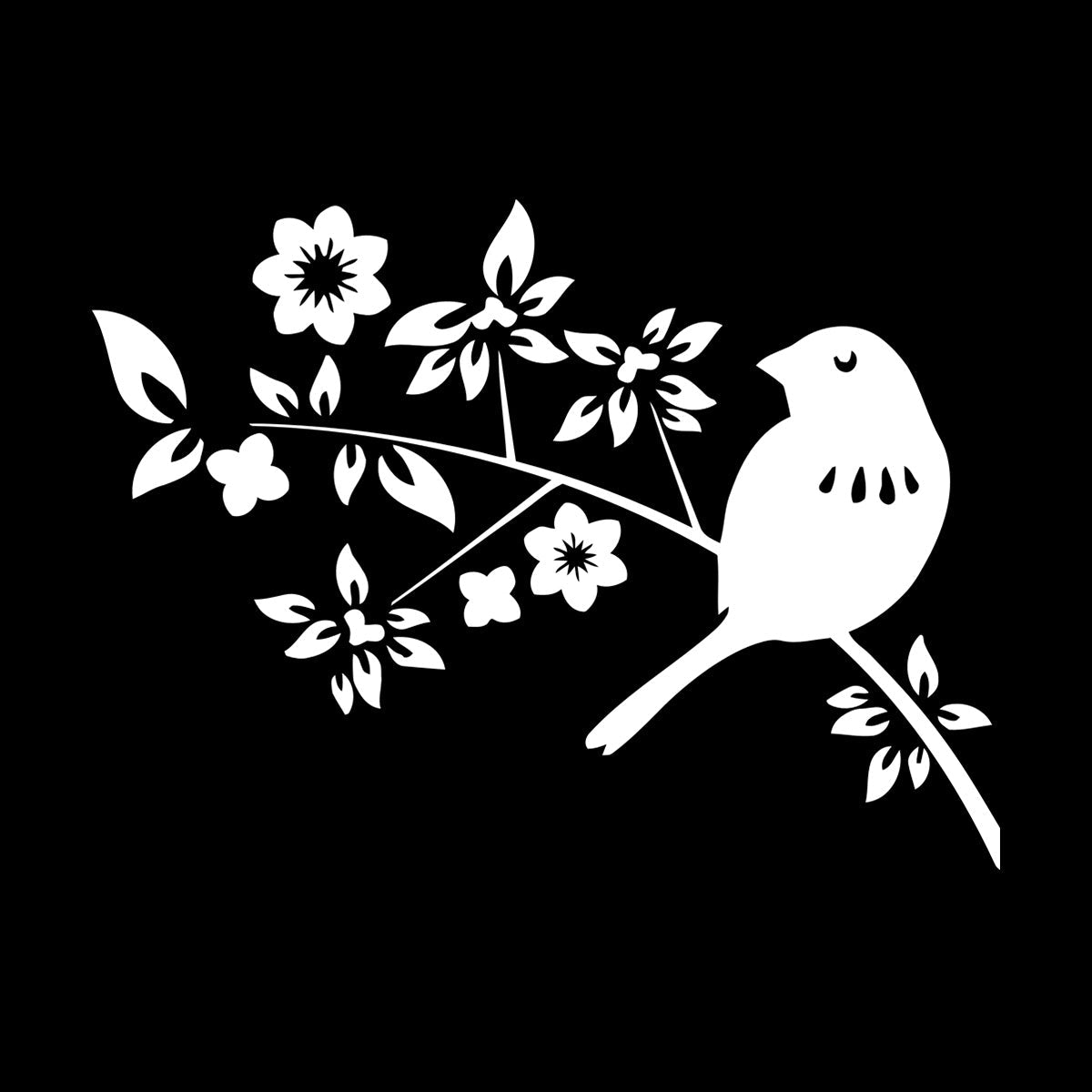 Bird Branch Natural Flowers Leaves Wall Decals Pvc Self Adhesive