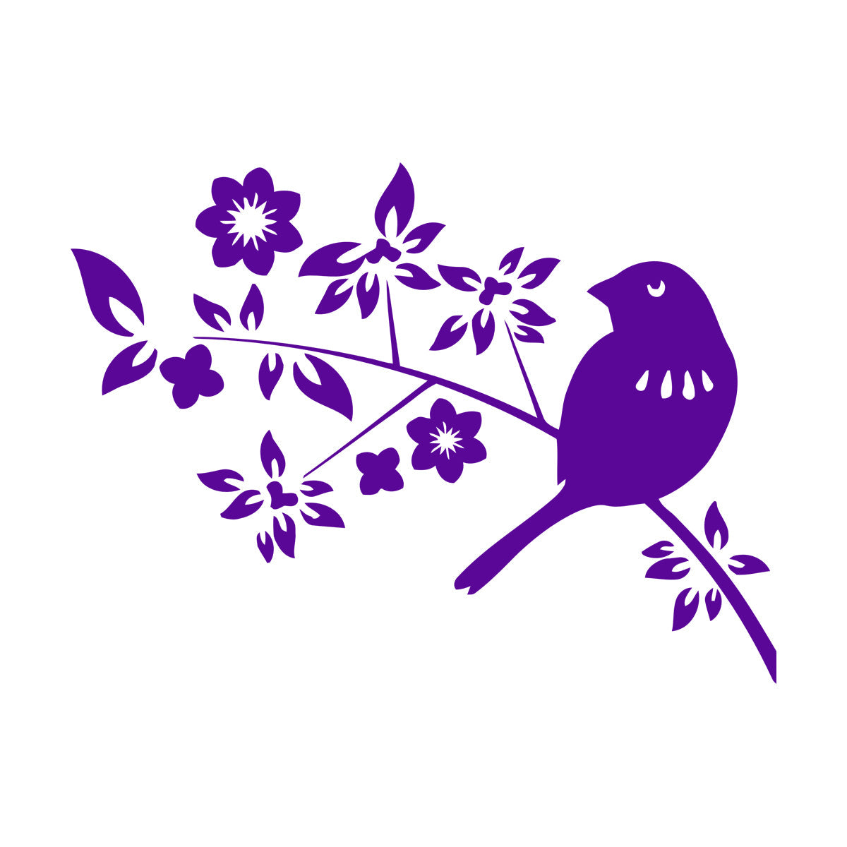 Bird Branch Natural Flowers Leaves Wall Decals Pvc Self Adhesive