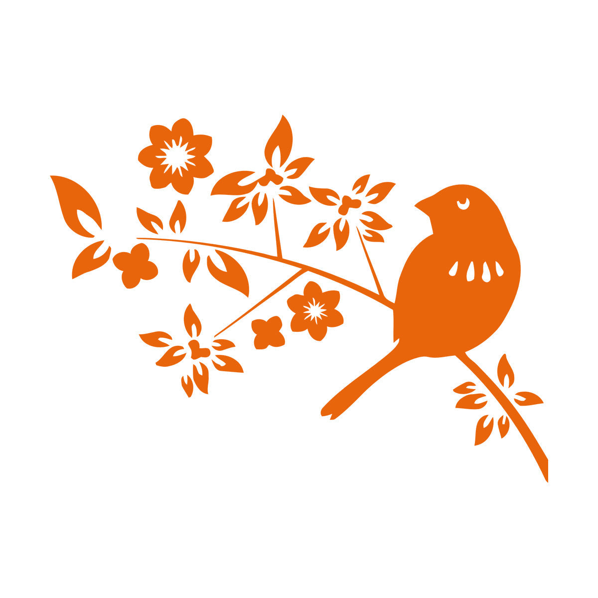 Bird Branch Natural Flowers Leaves Wall Decals Pvc Self Adhesive