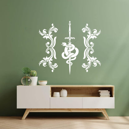 Vinyl Wall Stickers Sword Snake And Flowers Tribal Symbol Equipped With Transfer Film Kit