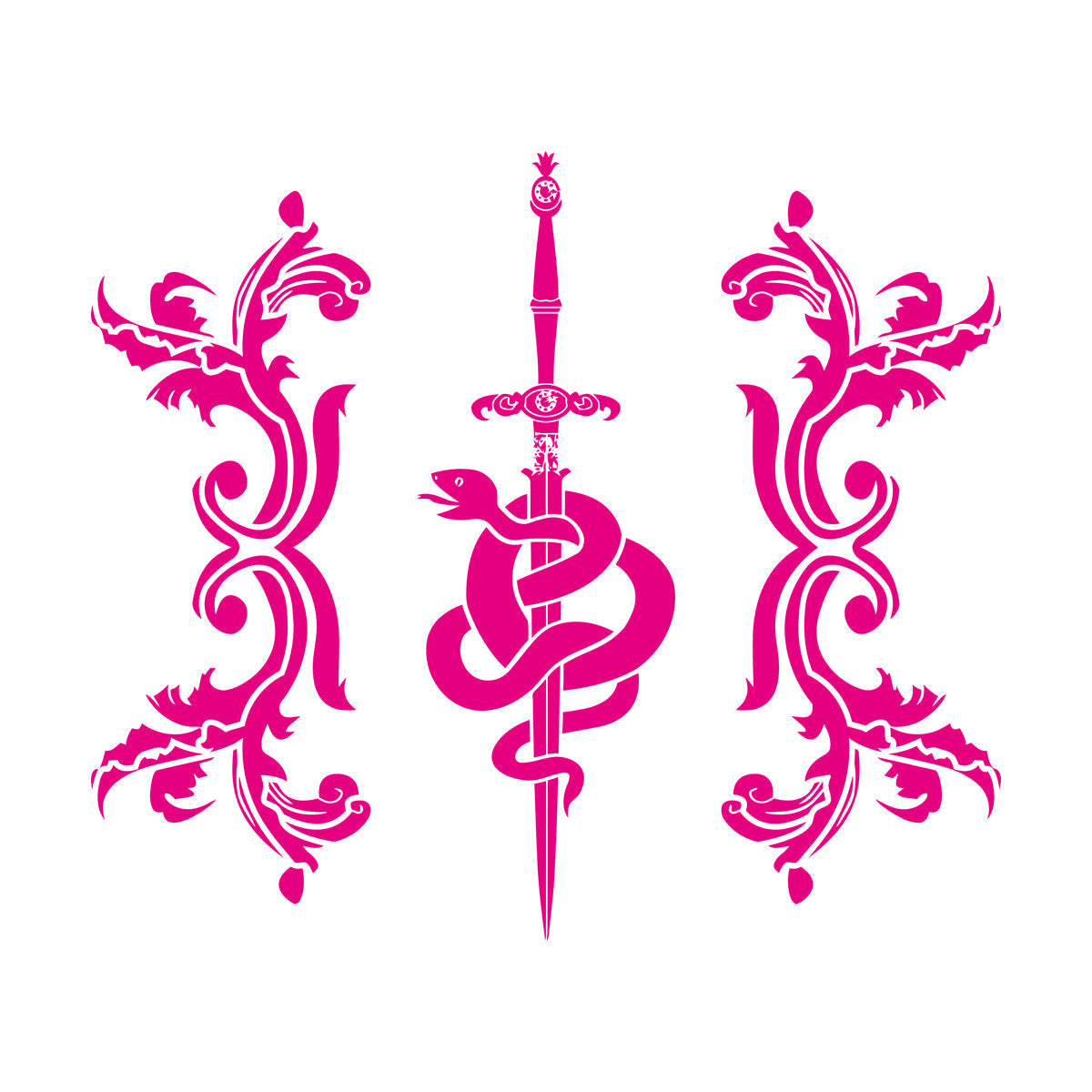 Vinyl Wall Stickers Sword Snake And Flowers Tribal Symbol Equipped With Transfer Film Kit