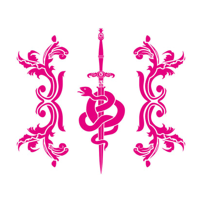 Vinyl Wall Stickers Sword Snake And Flowers Tribal Symbol Equipped With Transfer Film Kit