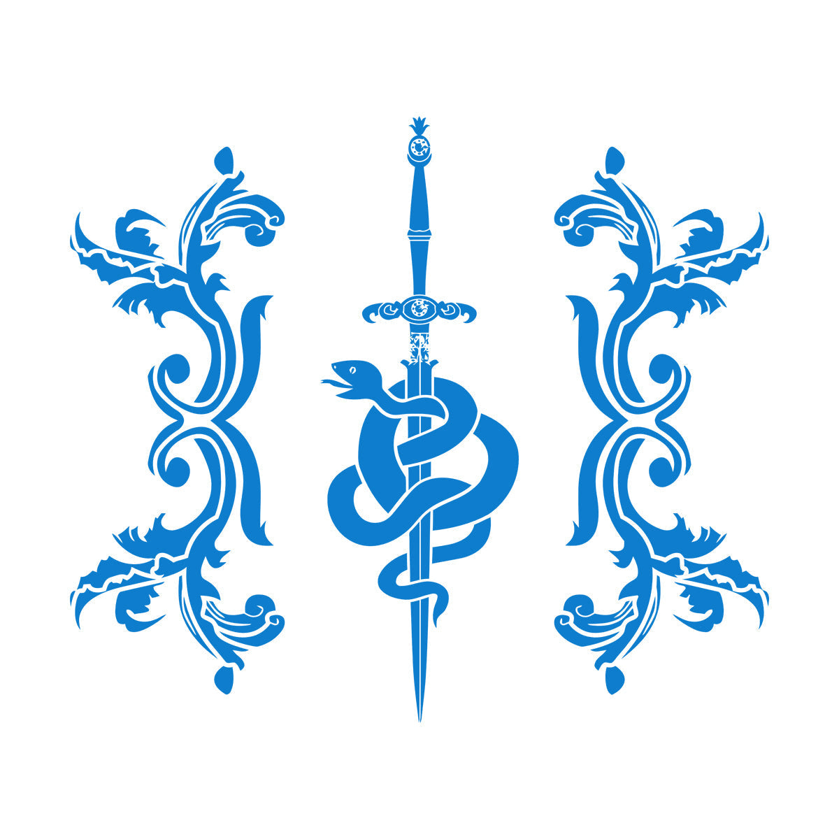 Vinyl Wall Stickers Sword Snake And Flowers Tribal Symbol Equipped With Transfer Film Kit