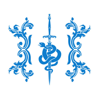 Vinyl Wall Stickers Sword Snake And Flowers Tribal Symbol Equipped With Transfer Film Kit