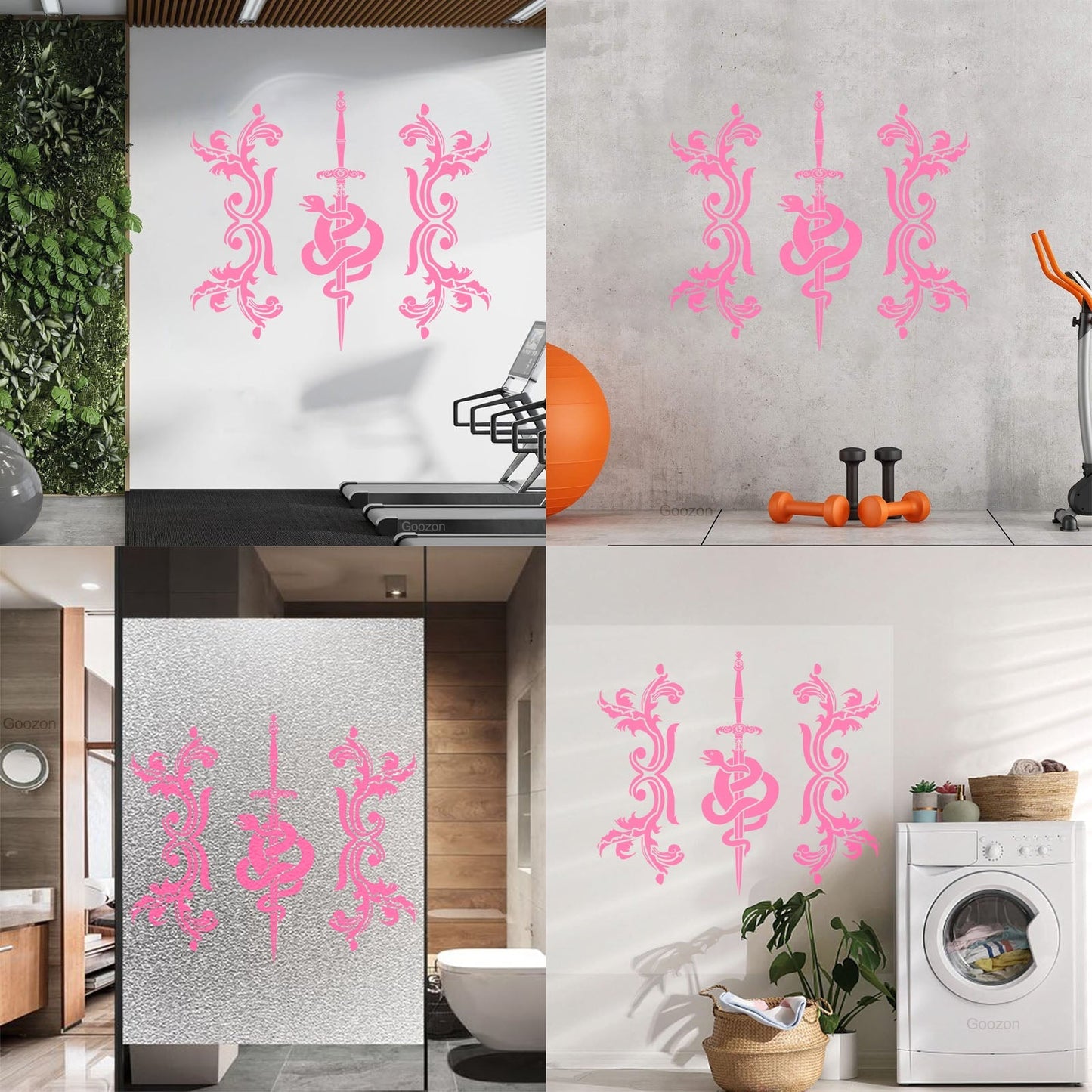 Vinyl Wall Stickers Sword Snake And Flowers Tribal Symbol Equipped With Transfer Film Kit
