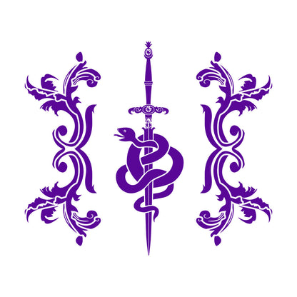 Vinyl Wall Stickers Sword Snake And Flowers Tribal Symbol Equipped With Transfer Film Kit