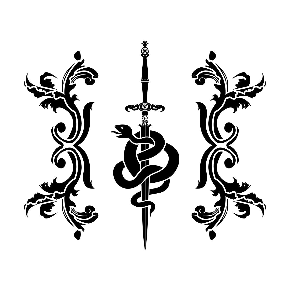 Vinyl Wall Stickers Sword Snake And Flowers Tribal Symbol Equipped With Transfer Film Kit