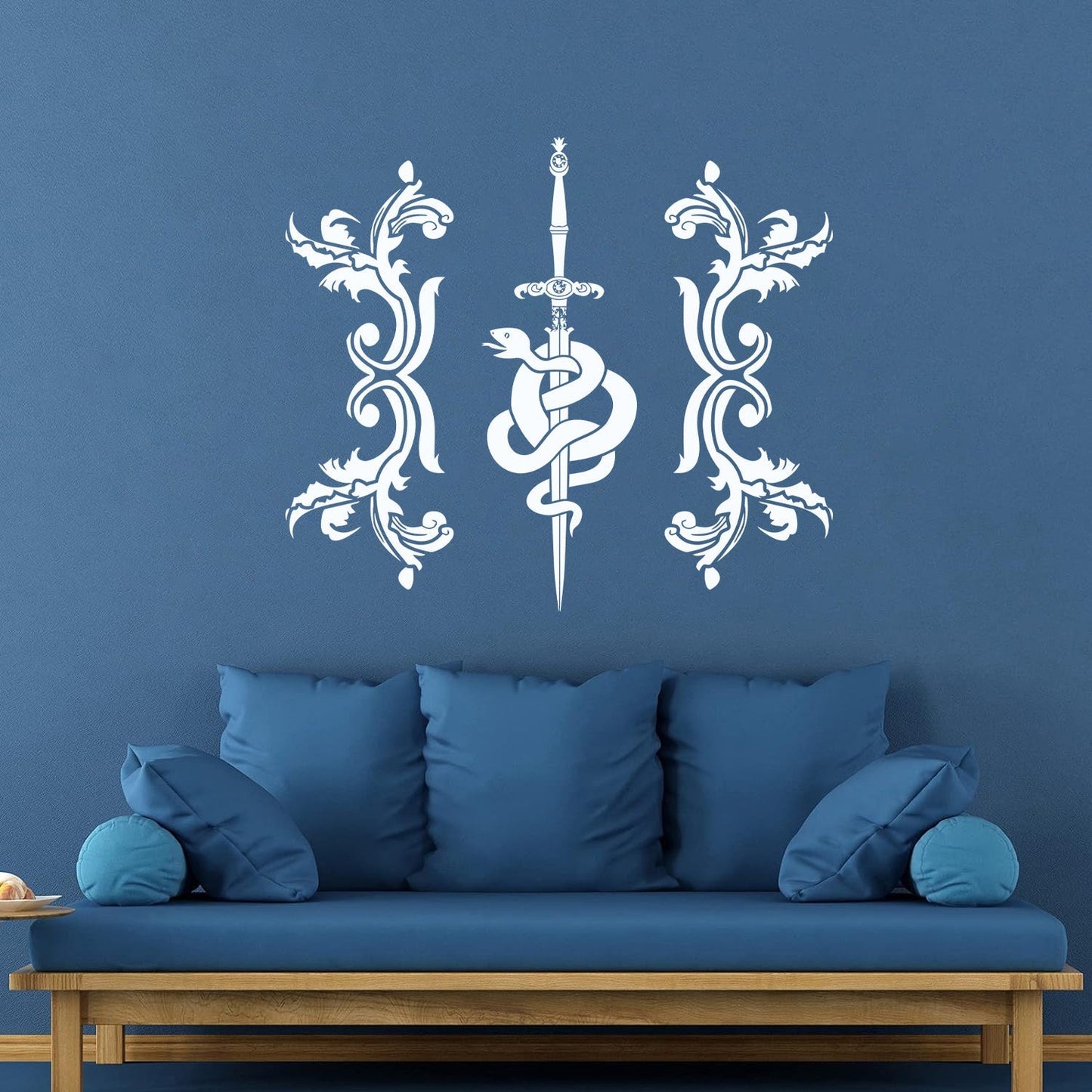 Vinyl Wall Stickers Sword Snake And Flowers Tribal Symbol Equipped With Transfer Film Kit