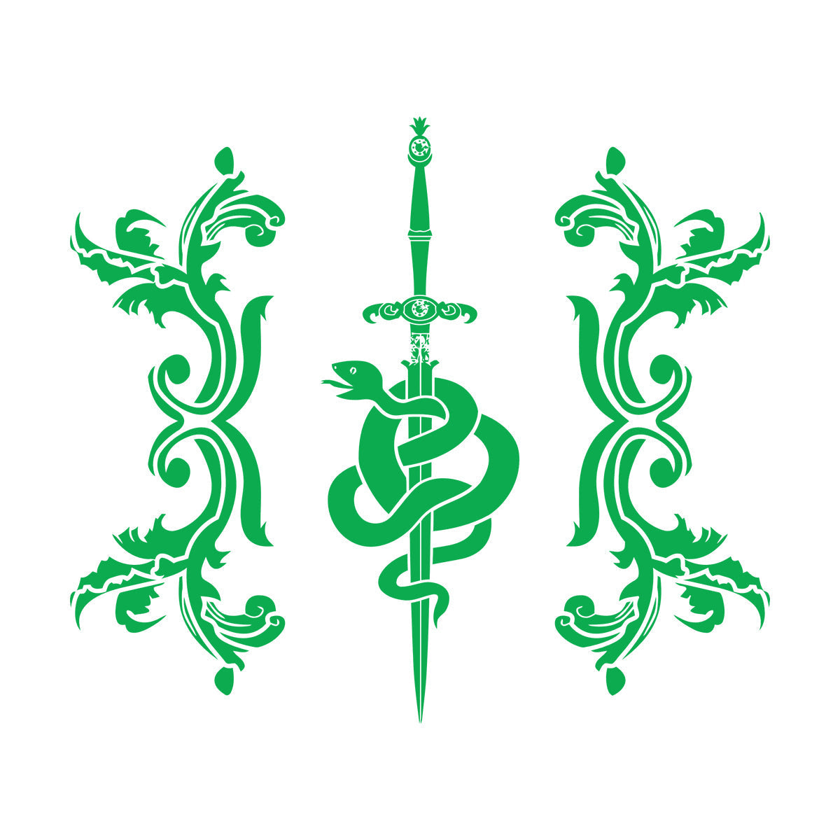 Vinyl Wall Stickers Sword Snake And Flowers Tribal Symbol Equipped With Transfer Film Kit