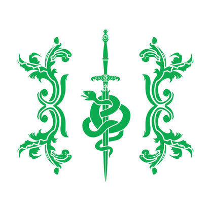Vinyl Wall Stickers Sword Snake And Flowers Tribal Symbol Equipped With Transfer Film Kit