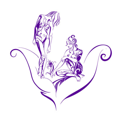 Vinyl Wall Decals Two Girls And Flower Art Mural Painting