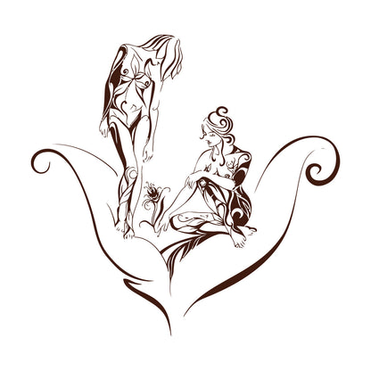 Vinyl Wall Decals Two Girls And Flower Art Mural Painting