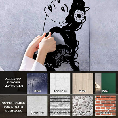 Woman Girl Flower Hair Modern Mural And Wall Vinyl Decal Waterproof