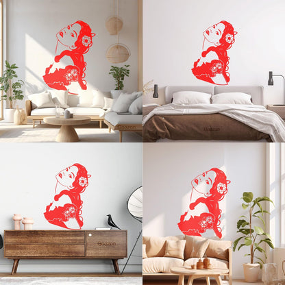 Woman Girl Flower Hair Modern Mural And Wall Vinyl Decal Waterproof